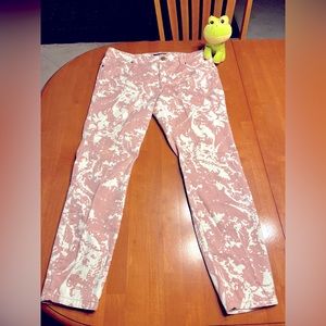 Daisy Fuentes Pink White size 10 skinny ankle jeans EUC